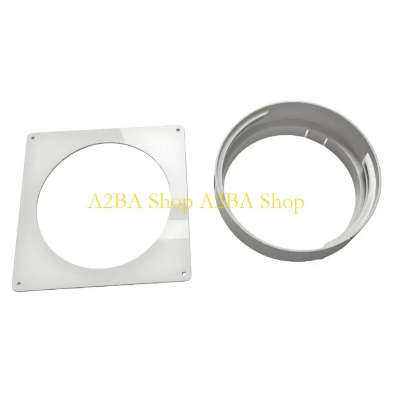 A2BA Air Duct Collar Plate 150 mm White Plastic Wall Mount Base with Round Opening, Includes Screws and Anchors for Indoor Duct