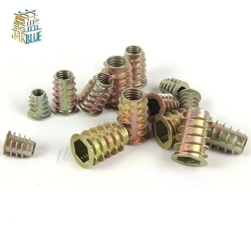 10-50PCS M4 M5 M6 M8 M10 Zinc Alloy Thread For Wood Insert Nut Flanged Hex Drive Head Furniture Nuts M4 M5 M6 M8 M10
