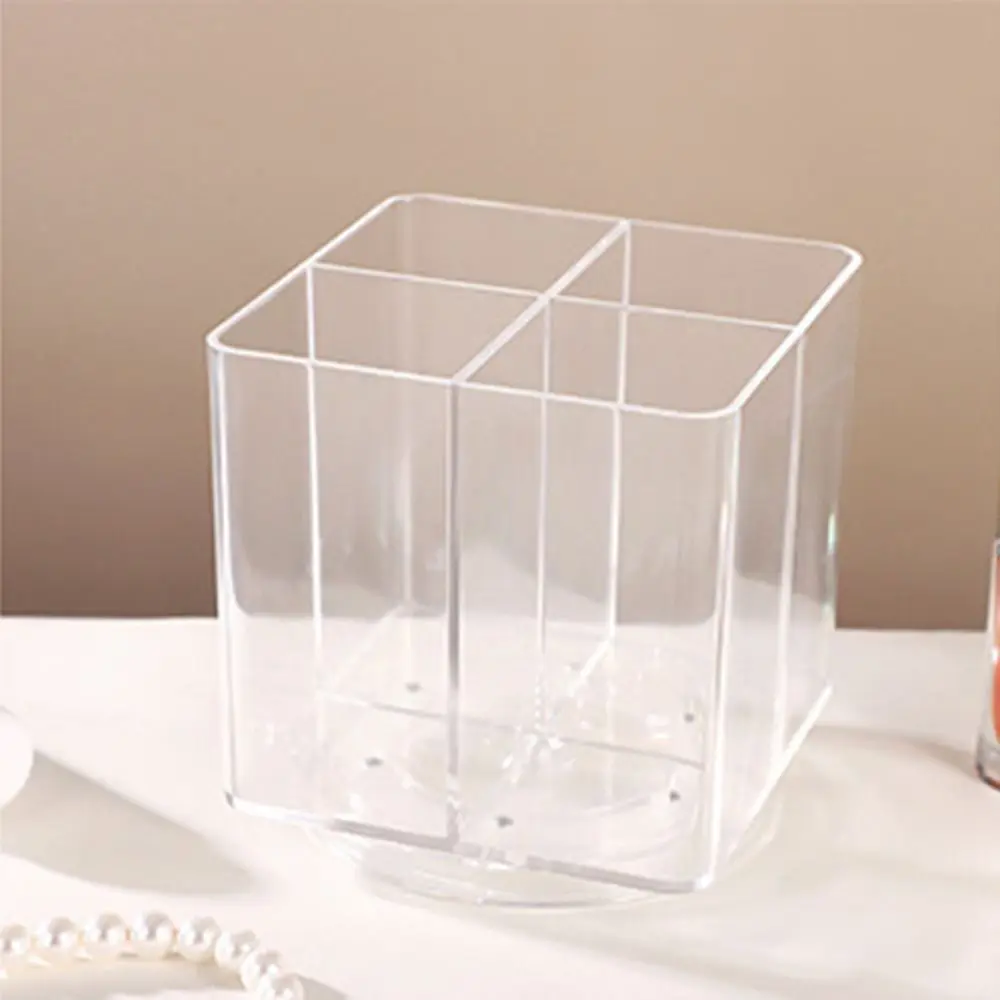 

360° Rotating Makeup Brush Holder Clear Large Opening Spinning Cosmetic Container Multi-Functional Space Saving