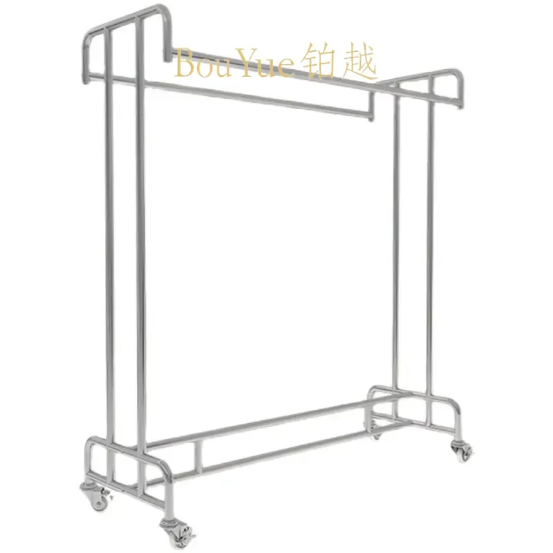 for Stainless Steel Floor Display Rack Double Rod Parallel Bar Hanging Hanger Drying Rack Bag Display Stand