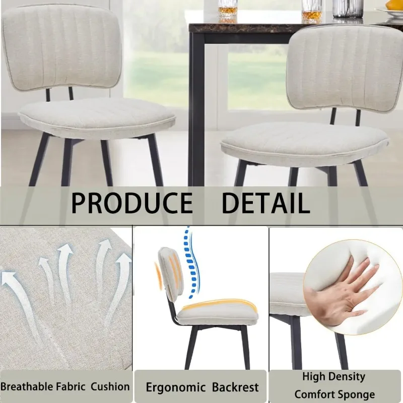 

Fabric Dining Chairs Set of 2, Upholstered Kitchen Chairs Set of 2 with Metal Legs, Modern Dining Chairs for Living Room
