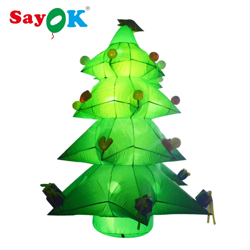 Inflatable Christmas Tree Decor 2m/6.6ft High With Led Light Outdoor Christmas Decorations For Home Store Mall Decoration