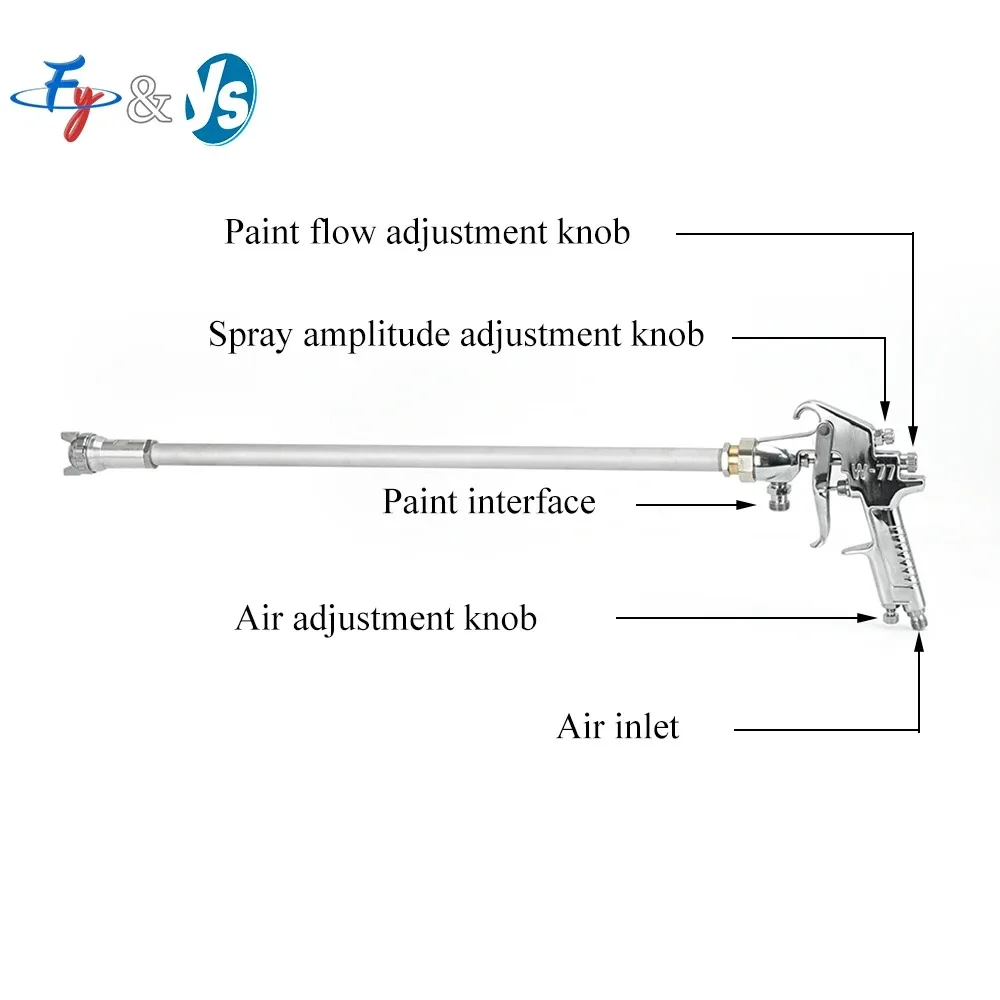 PT881 Extension Spray Gun  500mm Long Reach Air Spray Gunfor Uniform Insulation Foam & Pipe Coating, External Hybrid Spray Gun
