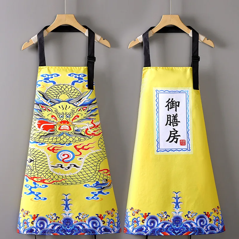 

Фартук с желтым узором дракона, водонепроницаемая кухонная спецодежда, полиэстеровый фартук Svel для ресторана и эринга