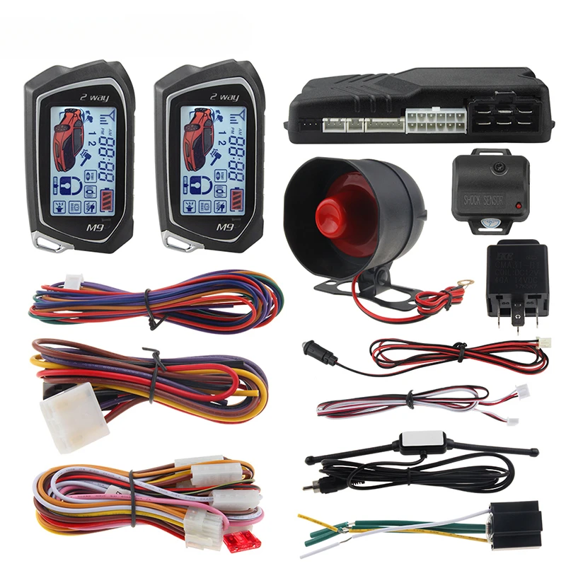 2 Way LCD pager display remote start security wireless car alarm system DC12V