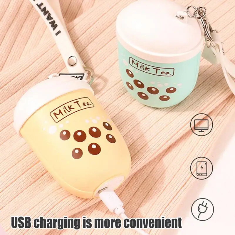 Cute Electric Hand Warmer Hand Milk Tea Design Power Bank Pocket Rechargeable Body Heater Reusable Portable Pocket Heater Fast