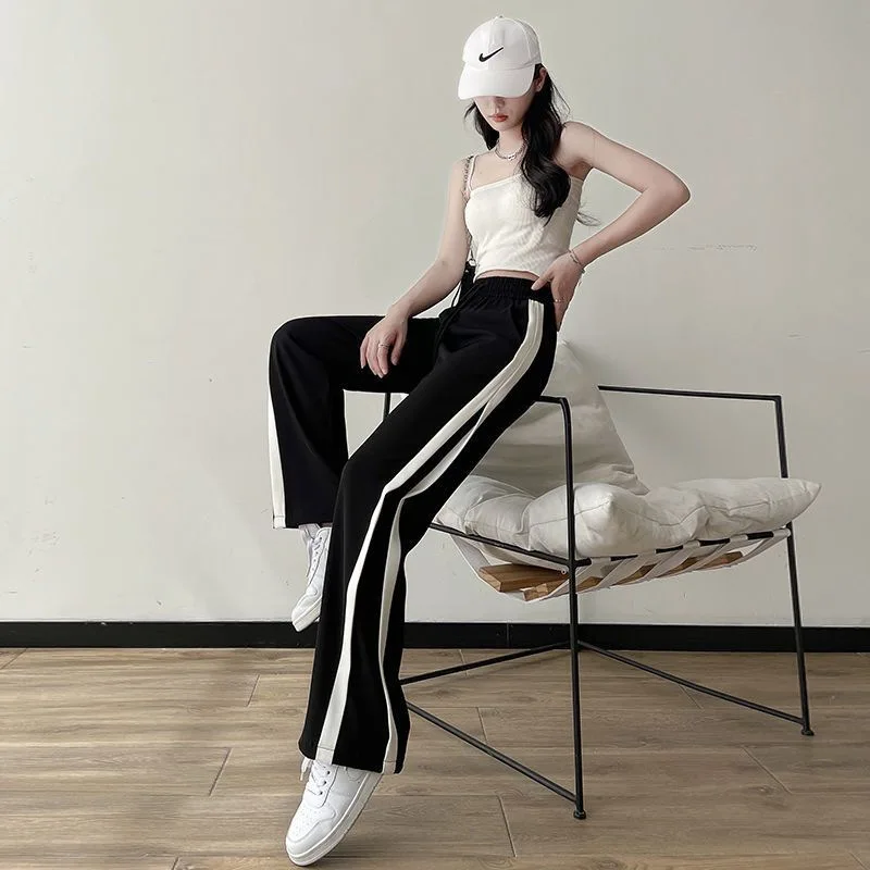 XIZOU Slimming Straight Leg Pants Women's Casual Spring Summer New Sle plus Size Loose Comfortable Student Sports Trousers