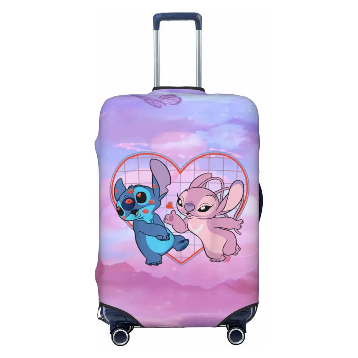 

Custom Stitch Angel Heart Kisses Luggage Cover Protector Cute Cute Monster Travel Suitcase Covers for 18-32 Inch