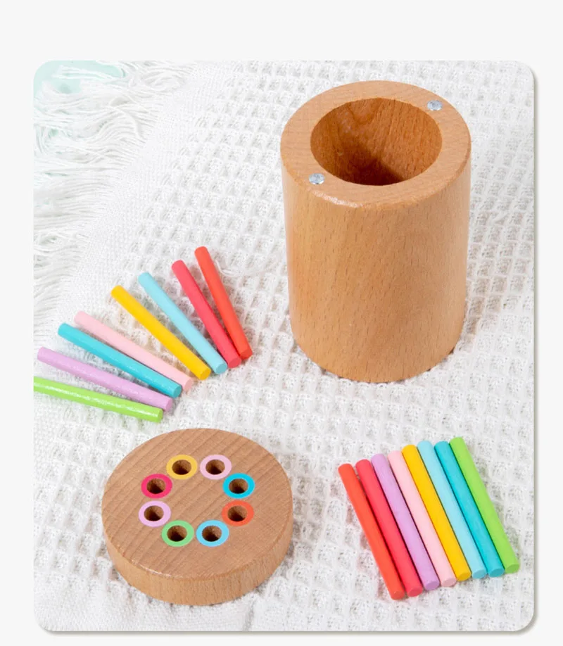 Montessori Kleursortering En Hoeveelheid Cognitieve Balansstokken Hand-Oog Coördinatie & Sensorische Cognitie Houten Speelgoed Voor Kinderen