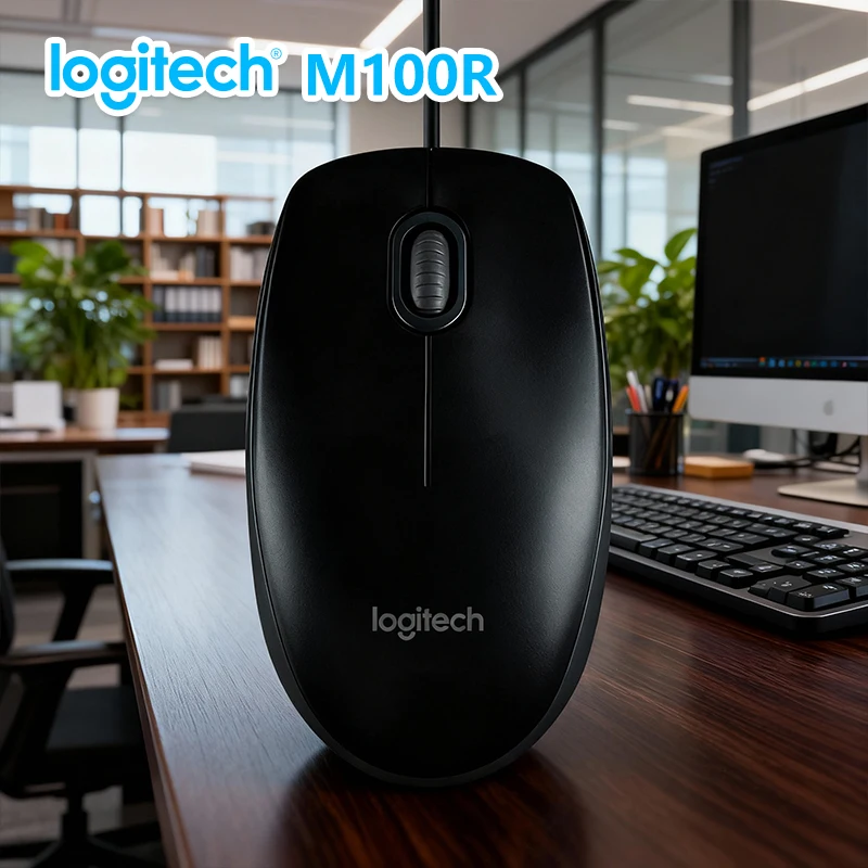 

Logitech M100R Ergonomic Wired Mouse, Plug-and-Play, Smooth Cursor Control, Comfort Grip for Daily Work Study & Entertainment