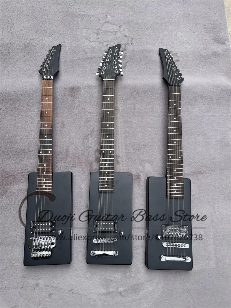 Matte black electric Guitar Right Hand 12 string Guitar Left Hand 6 string guitar Chrome plated hardware Rose wood Frets 22 Fret