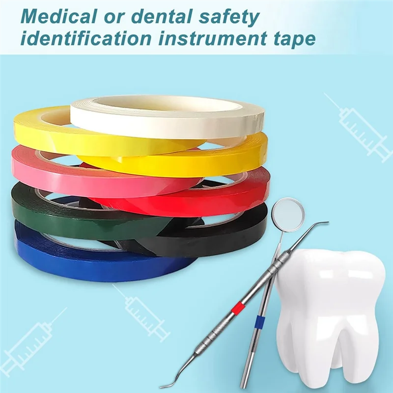 Practical-16 Rolls Of Tape For Instruments Identification, 216 Ft/L X 0.4 In/W Colors Autoclave Tape - Autoclavable 270°F(8 Colo