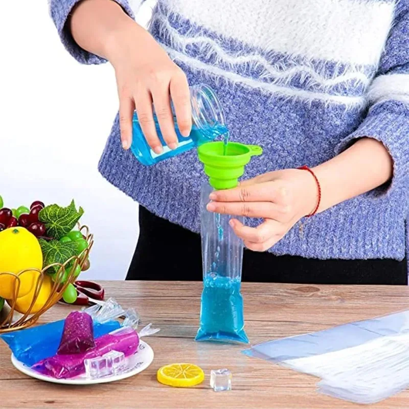 50/100/200pcs Disposable Popsicle Mold Bag Transparent Freezer Bag Plastic Ice Packs Suitable for Making Popsicles of All Flavor