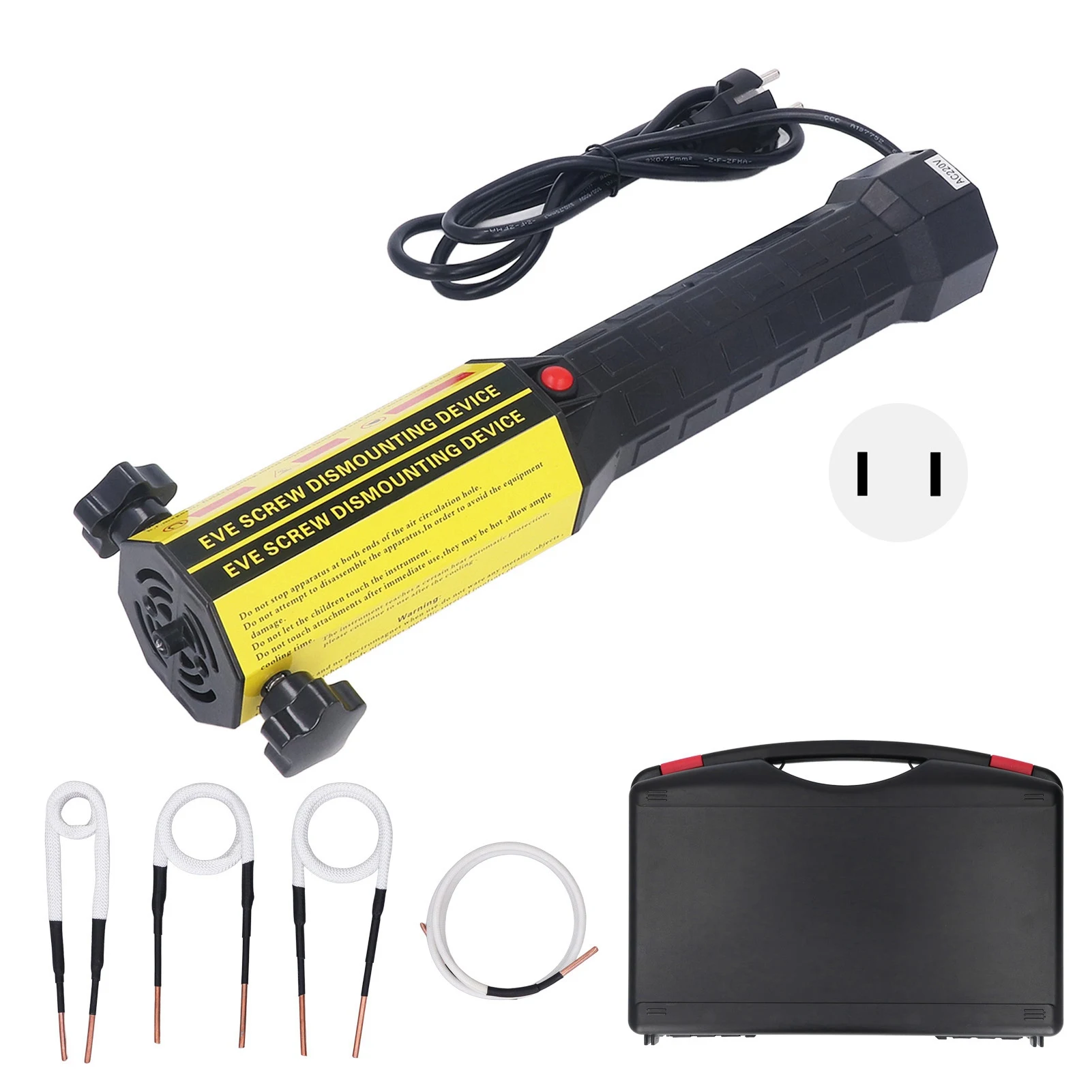 

1200W Magnetic Induction Heater Kit Handheld Automotive Heat Induction Tool Flameless 3.0mm Brass for Rusty Screw with 4 Coil