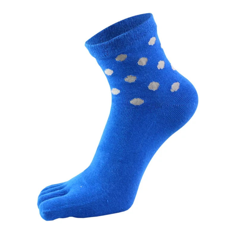 1/5 Pairs Women Polka Dot Five Toe Socks Casual Crew Split Toe Socks Soft Cotton Breathable Separate Toe Socks for Daily Wear