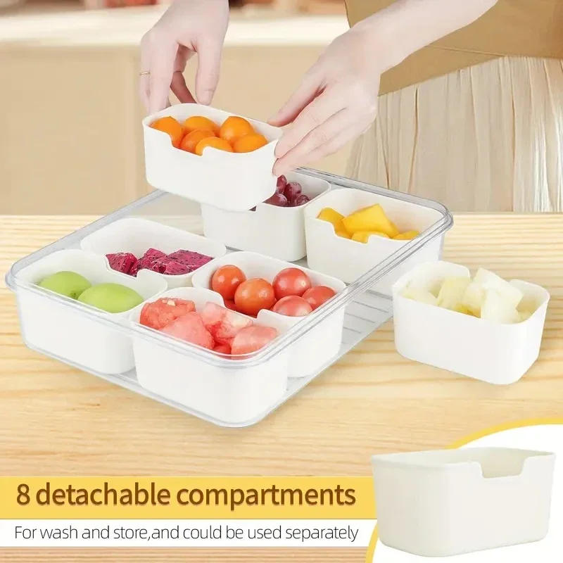 Snack Box 8 Compartment Removable Mini Box Reusable Food Tray for Snacks Salads and Candies Multi-Purpose Stackable Organizer