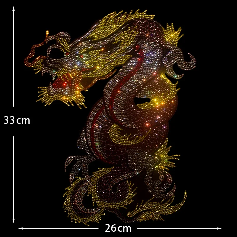 China Dragon Hot Drill Rhinestone Patch Fashion Clothing Accessories Iron on Patches for Clothes