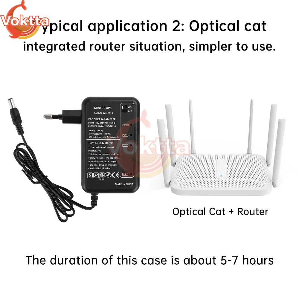 AC 100-240V to DC 5V 9V 12V Router Optical Cat Camera Available Small DC UPS Lithium Power 5000Mah UPS Backup Power Adapter