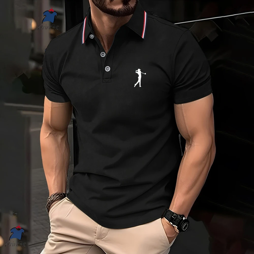 

2025 New Golf Men's Summer Short Sleeve T Shirt Business Style Breathable Comfortable With Button Soft Fashion Polo Shirt Tops