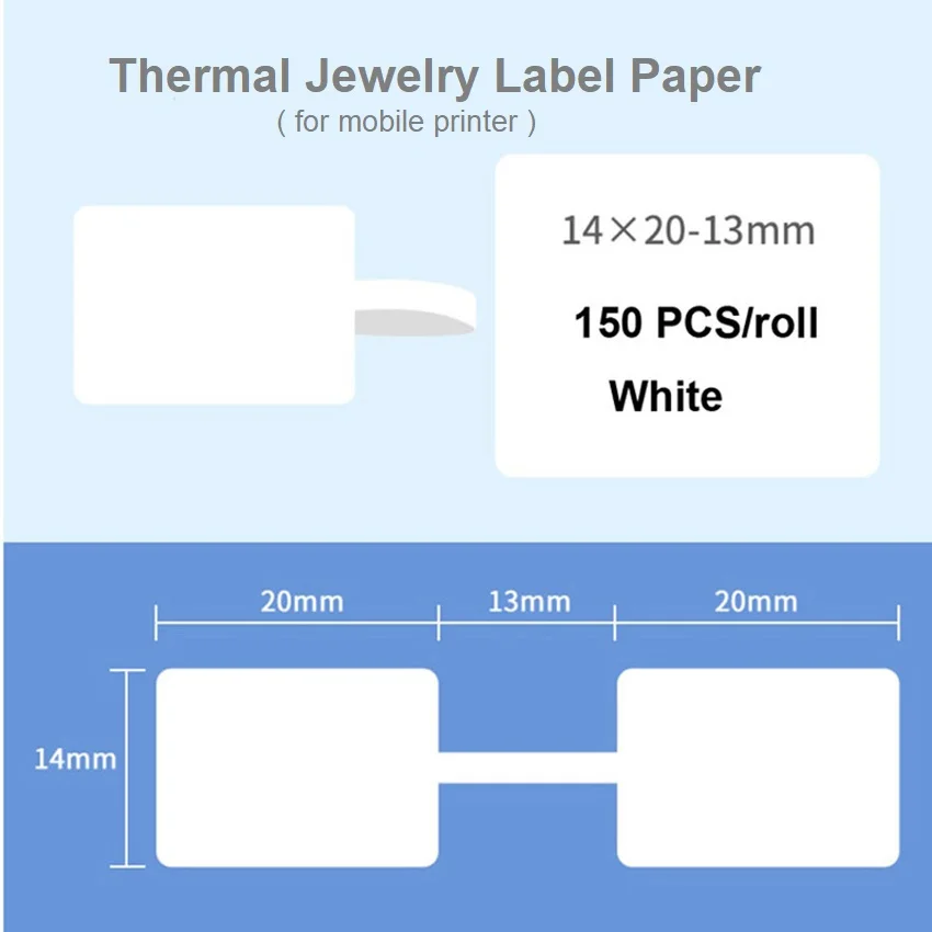 150pcs/Roll High Quality Jewelry Price Tag 14x18-18mm/14x20-13mm Small Roll White Blank Thermal Label printing Paper for jeweler