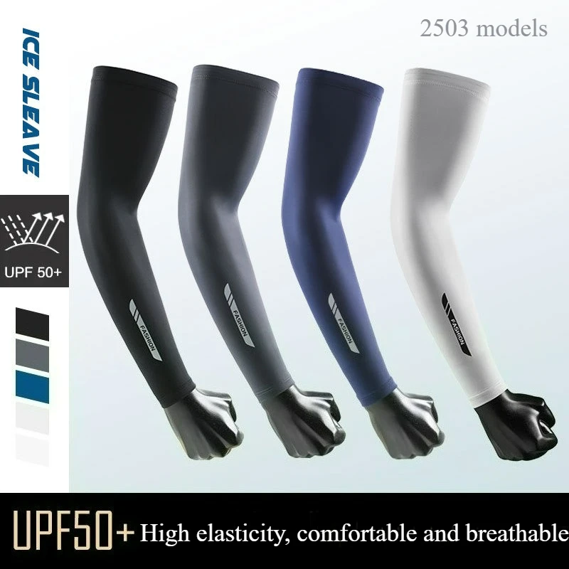 

In Summer Men and Women Outdoor Driving Cycling Fishing Fitness Handling Thin Sunscreen Breathable Ice Silk Gloves Arm Guards