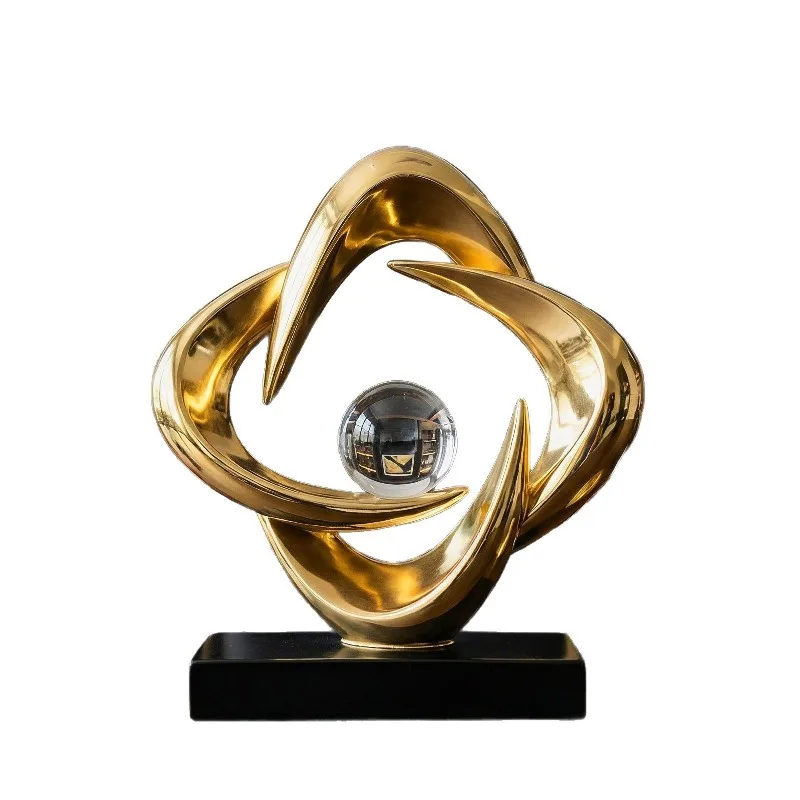 Modern light luxury gold geometric art sculpture ornament living room advanced texture handicraft