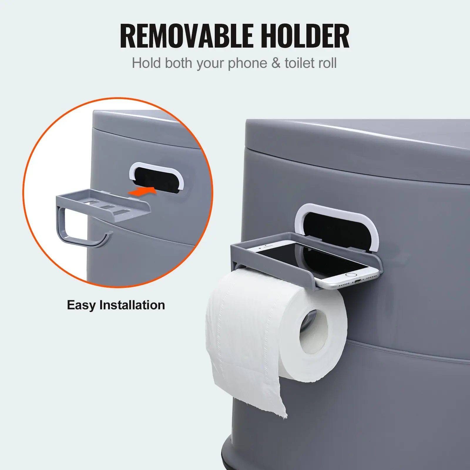 Portable Toilet For Camping, Porta Potty With 1.3 Gal Detachable Inner Bucket & Removable Paper Holder, Commode With Dual Lids