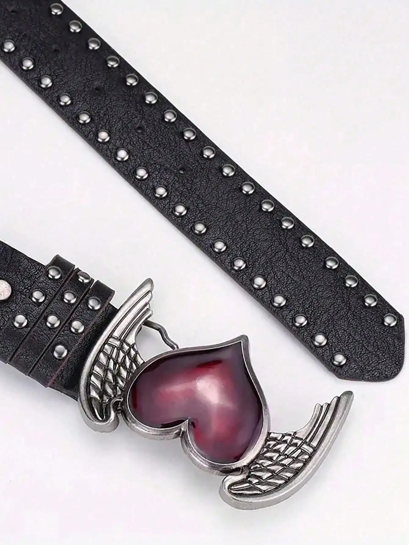1 個のローズエッセンシャルオイルドロップレットハート型レザーベルト、リベット装飾、Y2K パンクゴシックロックヒップホップスタイル、春、夏