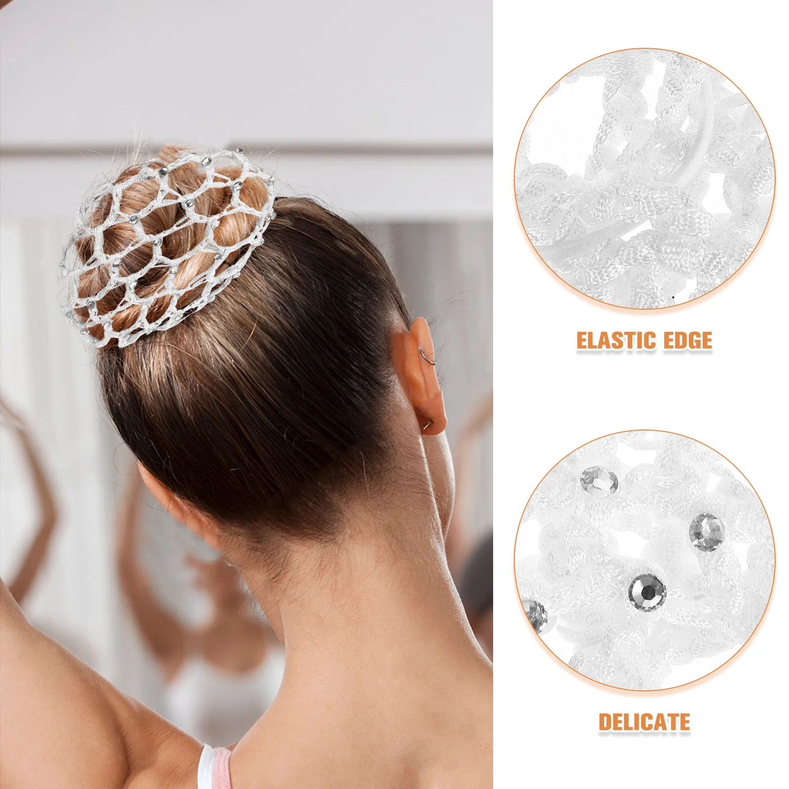 شبكة شعر مرنة مزينة باللؤلؤ، شبكة محبوكة يدويًا للنساء الكعك، آمنة تناسب طوال اليوم، مريحة للممرضات والطهاة والراقصة #6