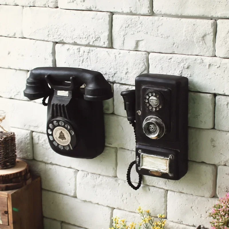 Retro Vintage Model Telefonu Ściana Wiszące Meble Telefon Rękodzieło Prezent do Kawiarni Stare Antyczne Telefony Domowe Statuetka Dekoracja