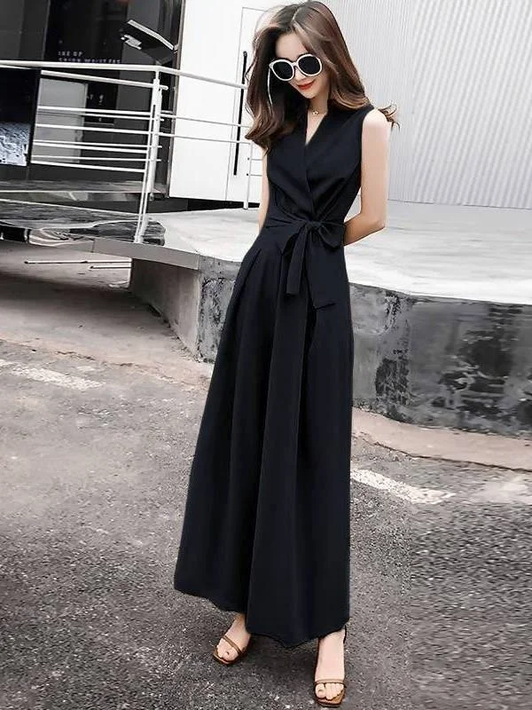 

High Waist Jumpsuit Women's Faion Casual Two-Piece Set Slimming Wide Leg One-Piece Suit New 2025 Polyester Fiber Long Pants