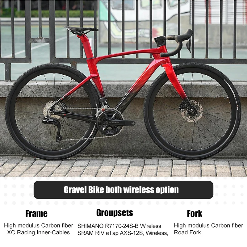 

Gravel V3 DI2 105/R7170-24S Electronic Shift Carbon Gravel Bike 40C RIV eTap AXS-12S Wireless Bicycle Hydraulic Disc Brakes