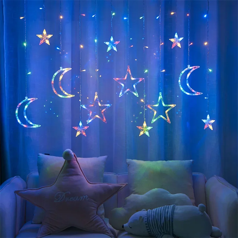 Natale 3.5M LED Star String Light ghirlanda di luci String Star Lamp Outdoor Curtain Decor per la decorazione di nozze di festa