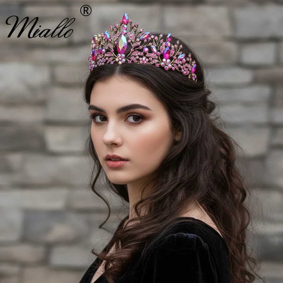 

Красочная свадебная корона с AB-стразами, готическая винтажная золотая тиара, головной убор для дня рождения, аксессуар для волос на выпускной/конкурс красоты