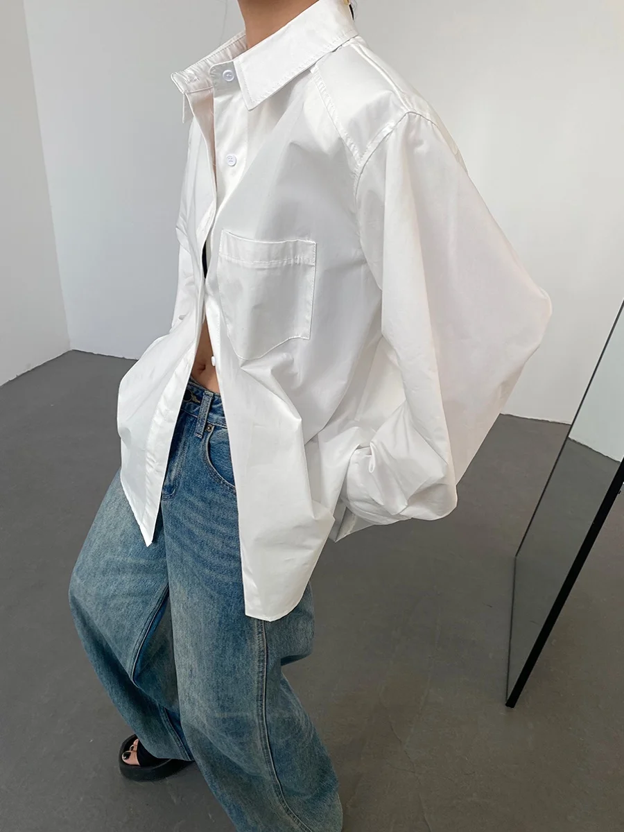 

Loose Casual Long Sve Pure Color irt Women's Spring Faion Slimming Versatile Top Commute Sle Button Detail Polyester