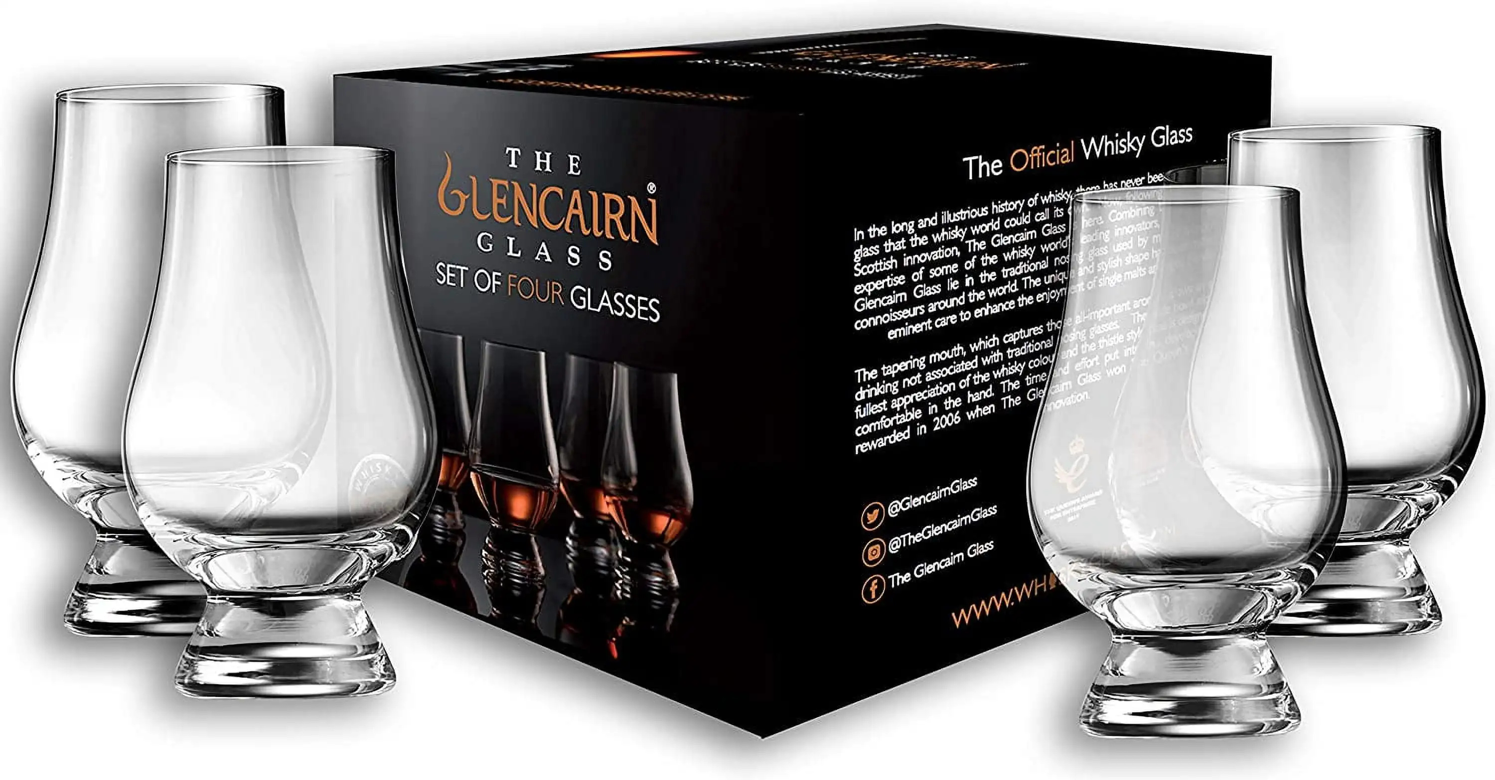 

Official Tasting Crystal Whiskey Glass CLEAR, (Set of 4) Gift Box