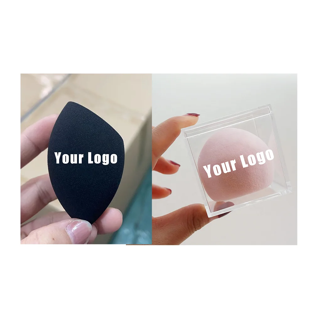 

50 Sets Custom Logo Makeup Sponge with clear hard quality box