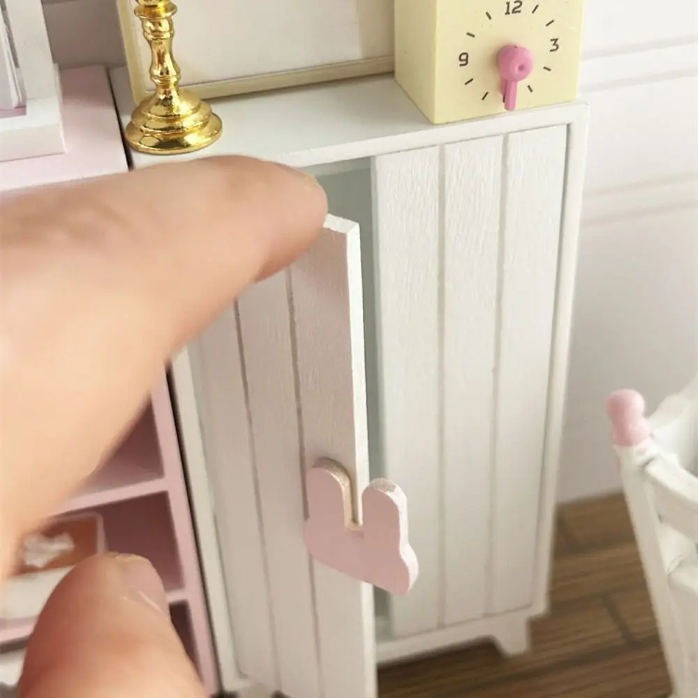 Simulation 1:12 Dollhouse Furniture Wooden European Dollhouse Display Stand DIY Simple Storage Cabinet Drawers Model