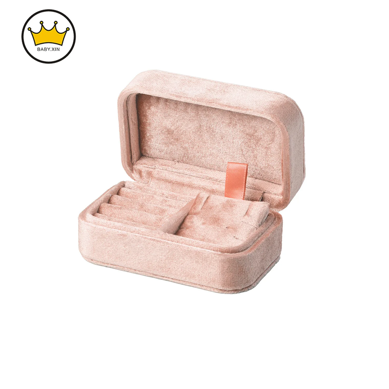 

Round Corner Velvet Jewelry Box Wholesale Small Ring Earring Necklace Bracelet Gift Storage Box Ready to Ship