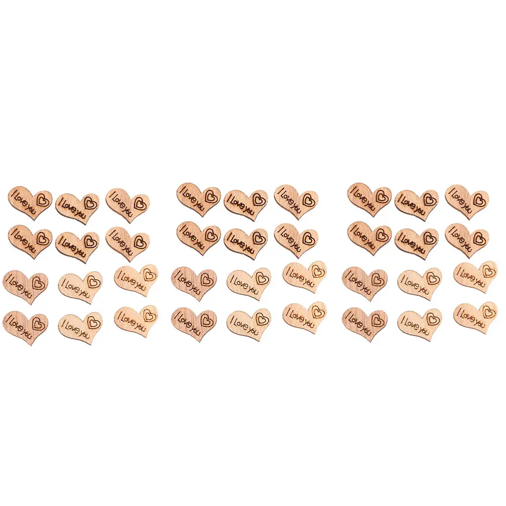 

200 Pcs Heart Shaped Wood Chips Decoration Simple Love Wooden Cutouts Wedding Party Crafts Sewing Tools Premium Material