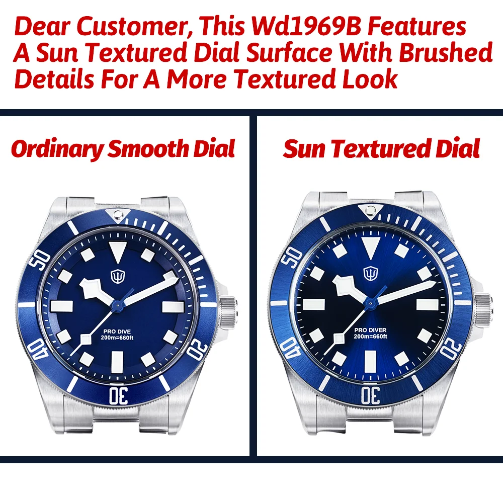 Watchdives WD1969B サンテクスチャードファッションクォーツ腕時計 VH31 サファイア 200 メートル防水高級時計ステンレススチールブレスレット