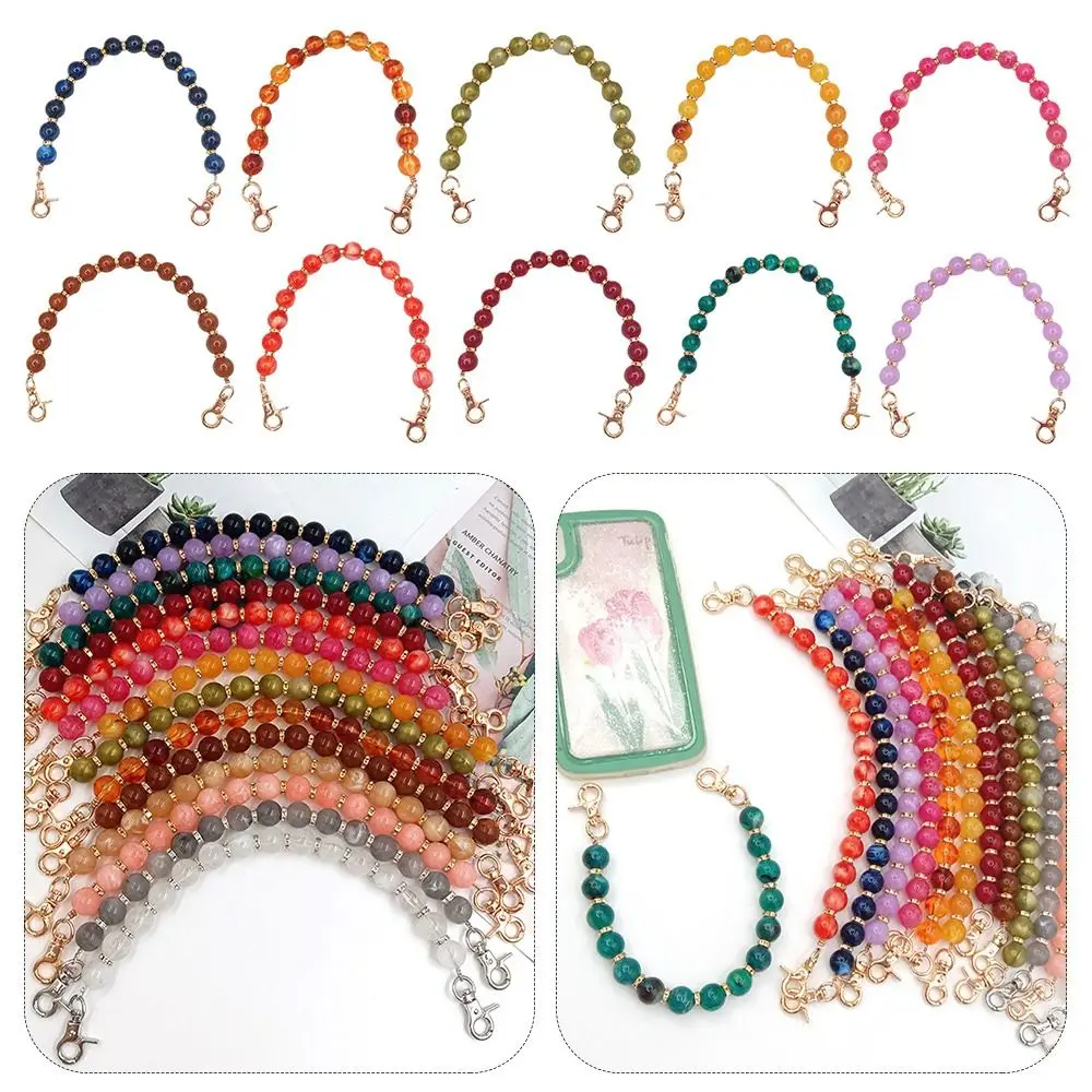 Resin Handbag Chain DIY Replaceable Colorful Stone Phone Case Hanging Chain Extension Bead Chain Bag Parts Accessories