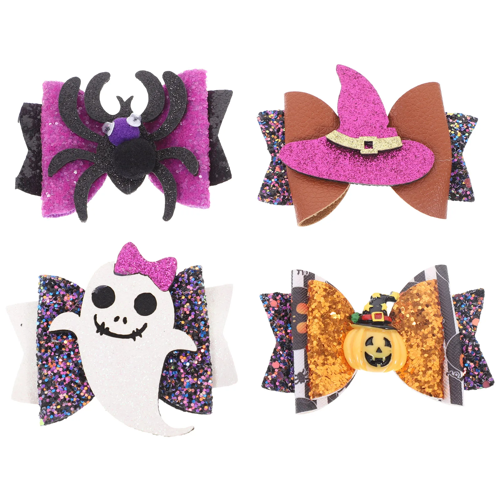 

4 Pcs Halloween Hair Clips Bows Fall for Girls Kids Accessories Alligator Lightweight Comfortable Festive Goth