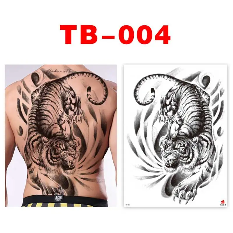 Large Temporary Tattoos Stickers Men Lion King Snake Chinese Dragon Ganesha Tiger Woman Human Body Waterproof Fake Tattoo Art