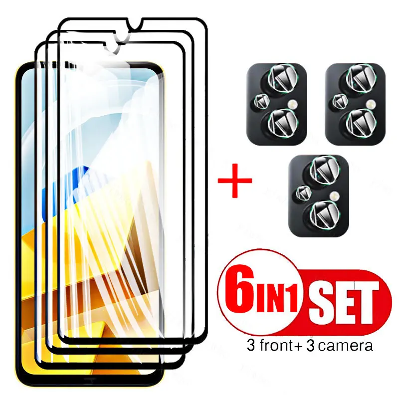 6in1 Gehard Glas Voor for Xiaomi Poco M5 M5s X3 Pro X4 Nfc Screen Protector Camera Lens Beschermende Film on For Poco X4 Pro 5G