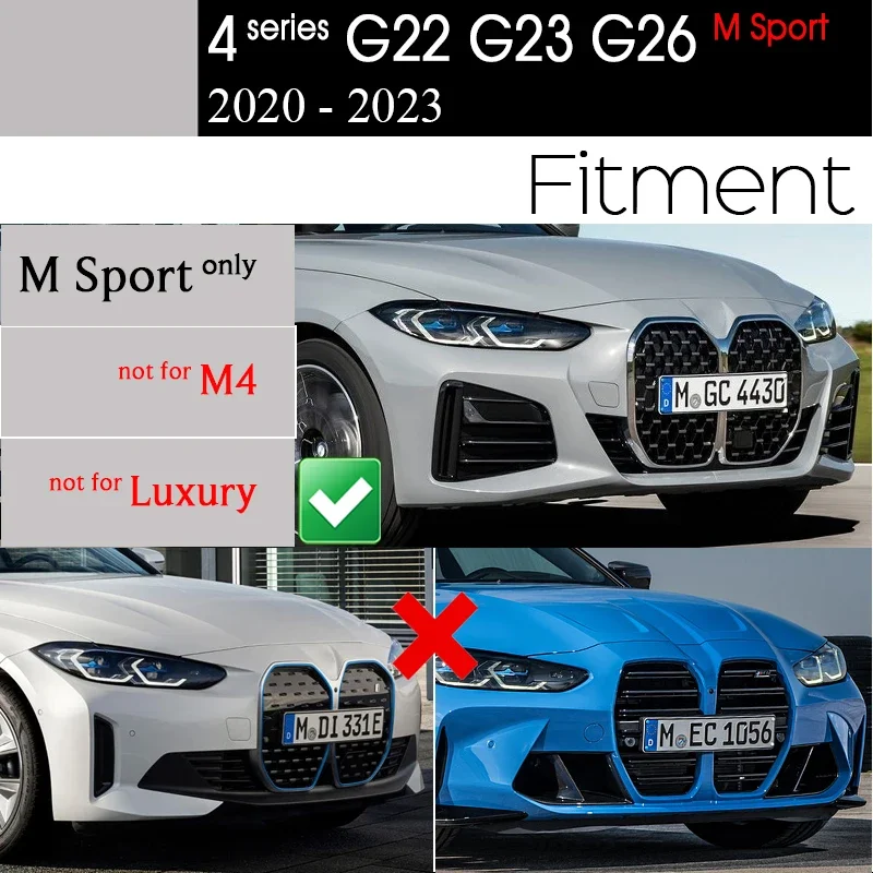 M Sport 3PCS Printing Front Bumper Lip Chin Spoiler for BMW New 4 Series G22 G23 G26 2020 2021 2022 2023 430i 435i 425i