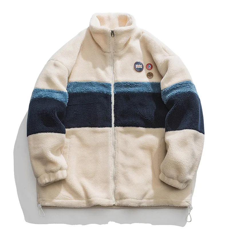 

Winter Warm Thicken Coat Outdoor Travel Fleece Contrast Jacket Fashion Casual Men's Winter Clothes Korea Fleece Bomber Jacket