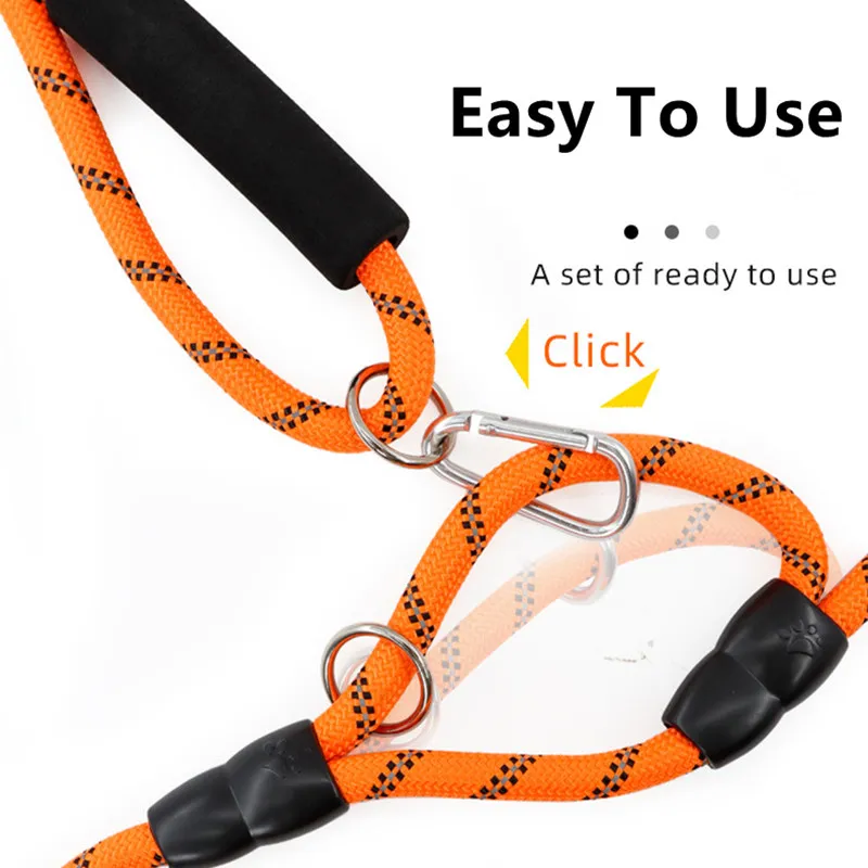 Dog Leash Hands Free Dogs Leash Reflective Leashes for Dog Walking Running Rope 2.4M Long Adjustable Double Leashes Dogs Ropes