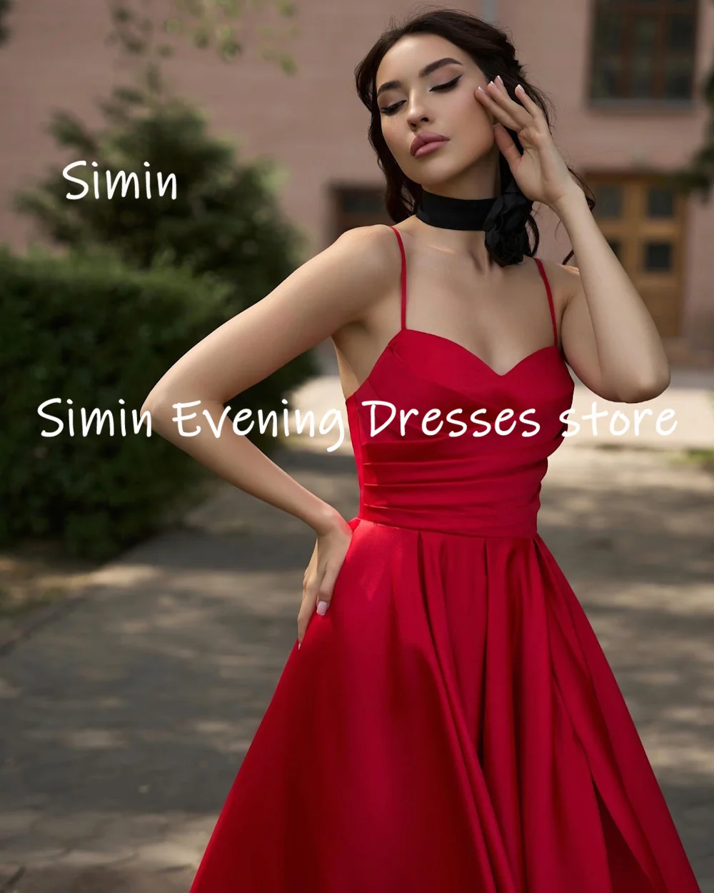 Simin-vestido de satén con volantes para mujer, traje Formal hasta el suelo, elegante, para fiesta y noche, 2023