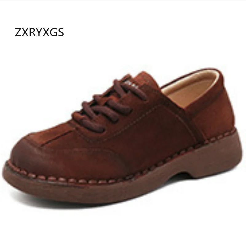 

ZXRYXGS, хит продаж, осень 2023, ретро-стиль, топ на шнуровке, обувь из натуральной кожи, удобные повседневные кроссовки, женская модная обувь